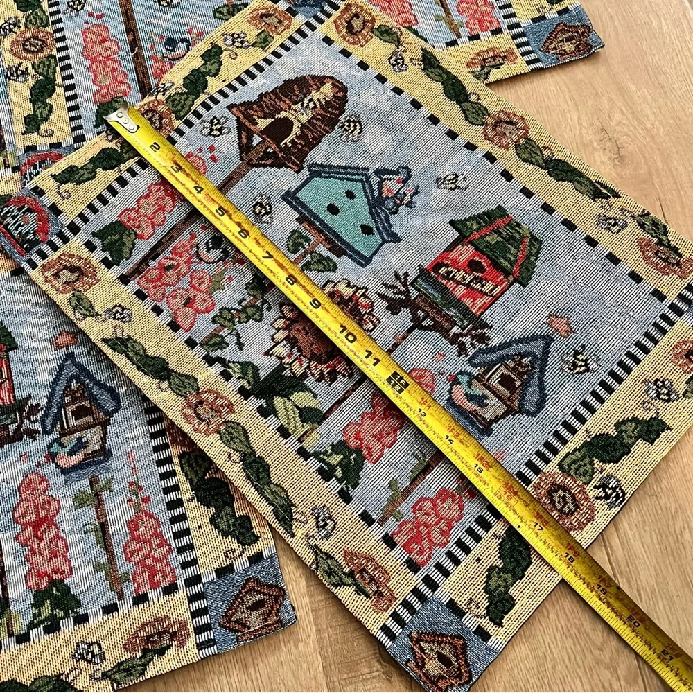 Set of 4 TAPESTRY Placemats Place Mats Birdhouses & Flowers‎ 18.5